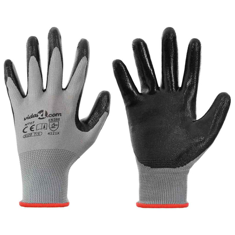 Load image into Gallery viewer, Vidaxl werkhandschoenen 24 pcs grijs en zwart 7 s polyester