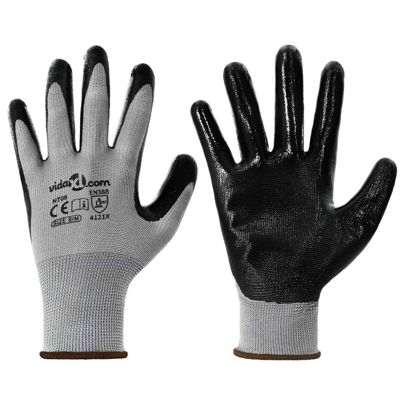 Load image into Gallery viewer, Vidaxl werkhandschoenen 24 pcs grijs en zwart 8 m polyester