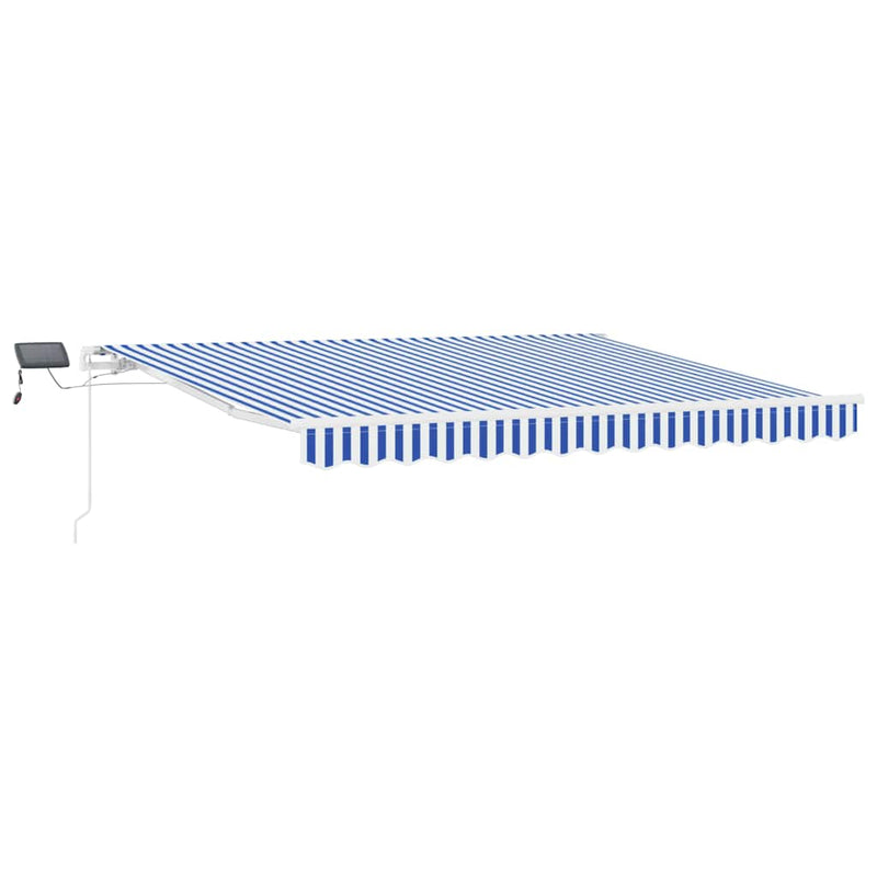 Load image into Gallery viewer, Vidaxl inklapbaar zonnescherm blauw en wit 350 x 250 cm