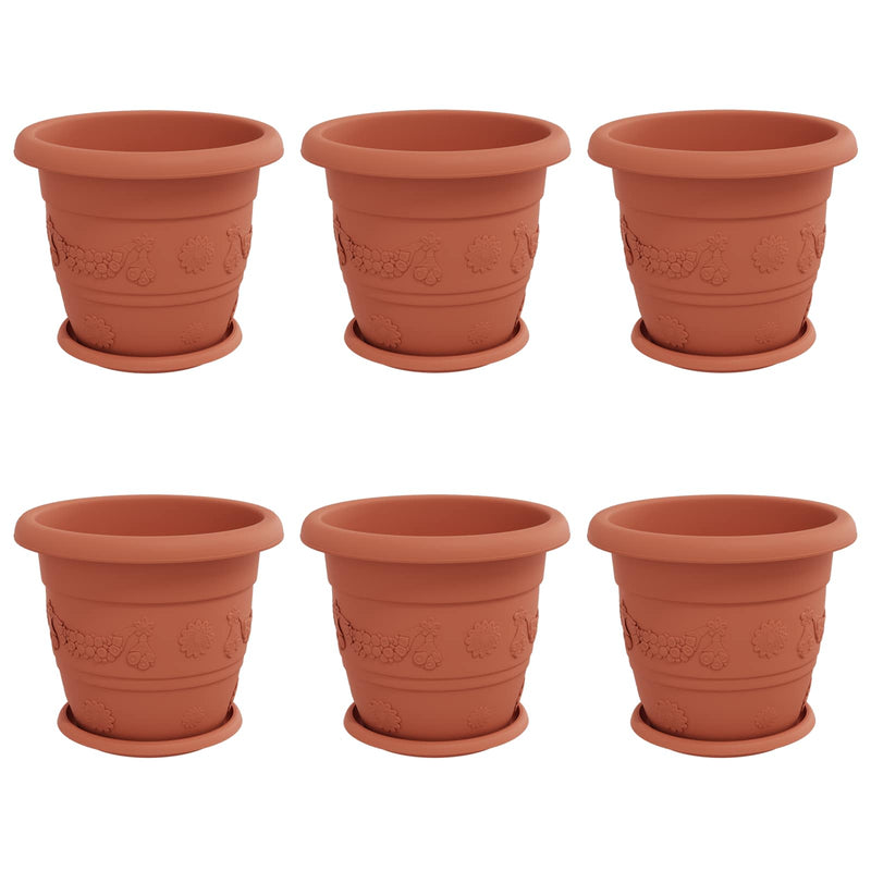 Load image into Gallery viewer, Vidaxl plantenpotten 6 pcs baksteenrood ø 26 x 21.5 cm kunststof