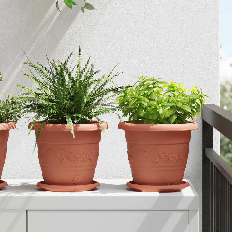 Load image into Gallery viewer, Vidaxl plantenpotten 24 pcs baksteenrood ø 26 x 21.5 cm kunststof