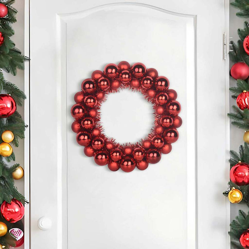 Load image into Gallery viewer, Vidaxl kerstbal kransen 2 pcs rood 33 x 33 x 7 cm polystyreen