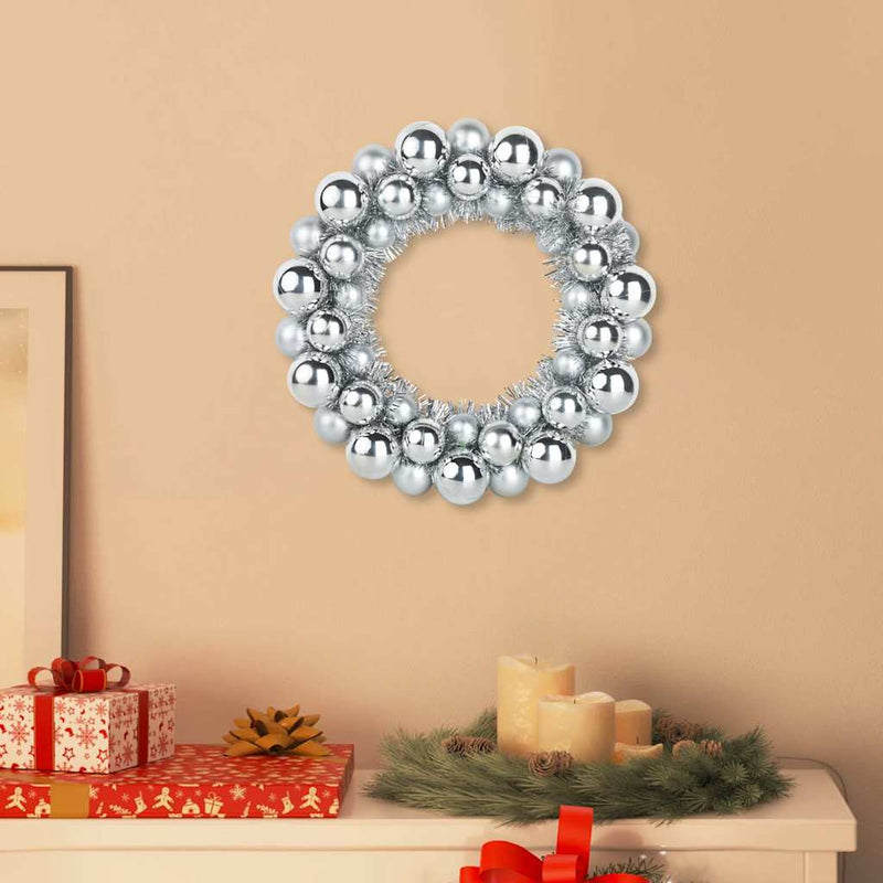 Load image into Gallery viewer, Vidaxl kerstbal kransen 2 pcs zilver 33 x 33 x 7 cm polystyreen