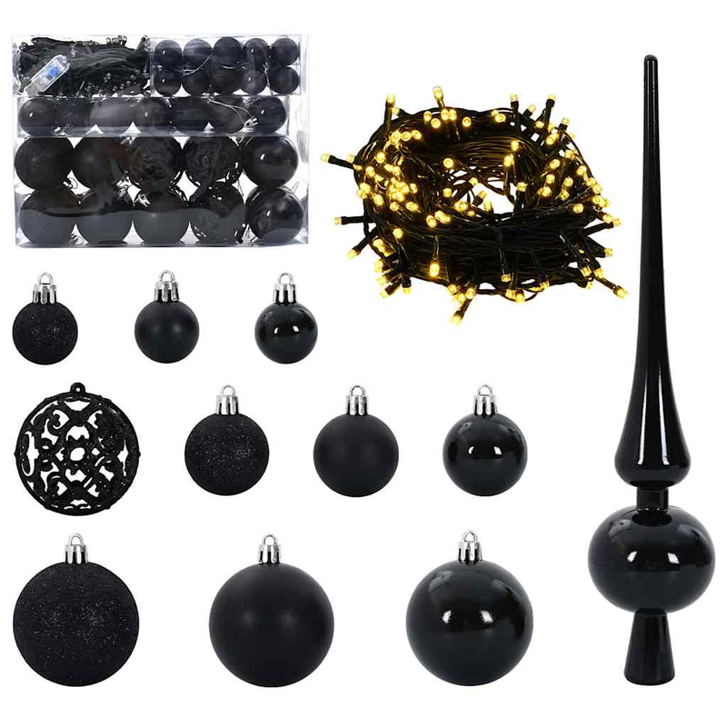 Load image into Gallery viewer, Vidaxl kerstbal set met 150 led 61 pcs zwart kunststof