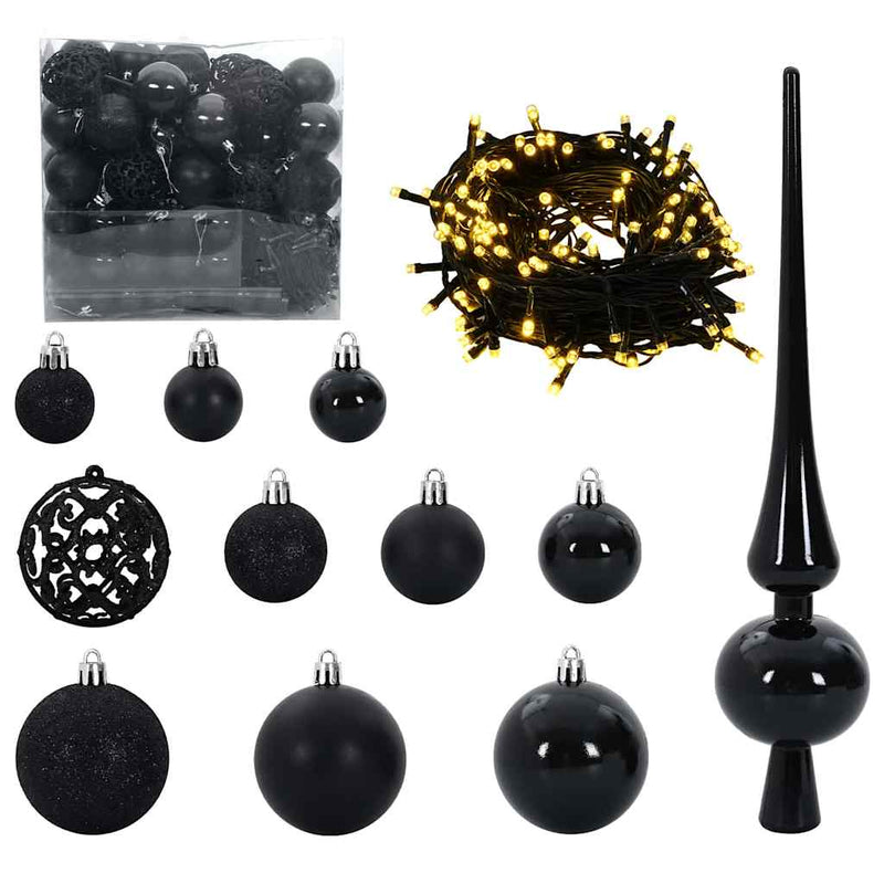 Load image into Gallery viewer, Vidaxl kerstbal set met 300 led 120 pcs zwart kunststof