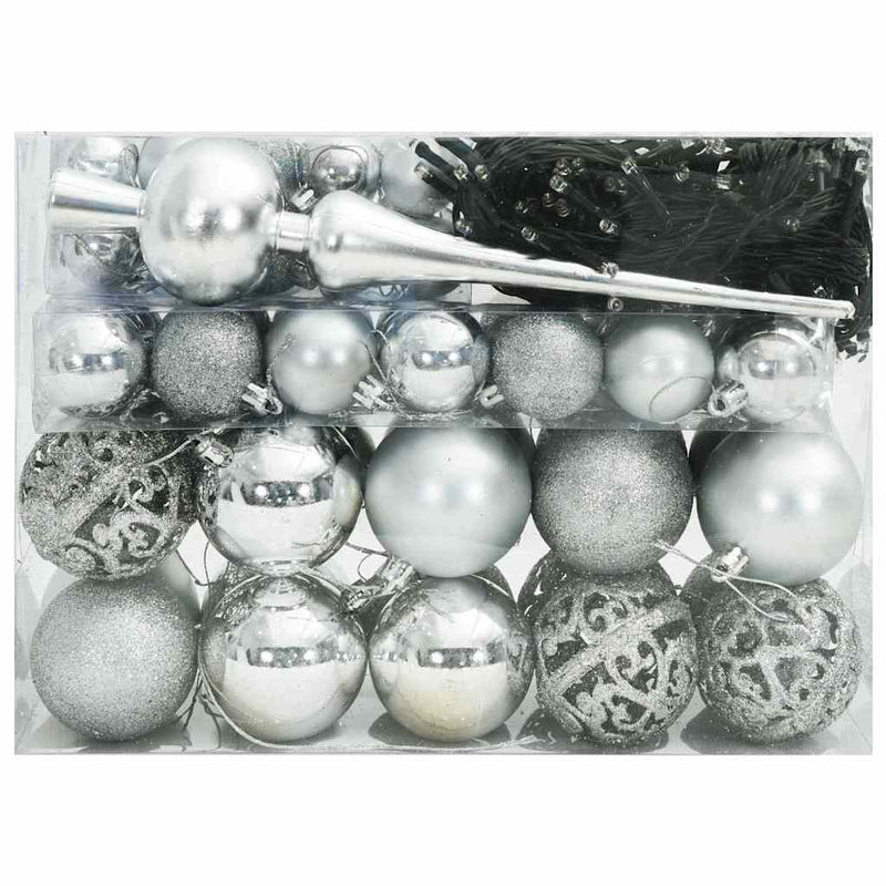 Load image into Gallery viewer, Vidaxl kerstbal set met 150 led 61 pcs zilver kunststof