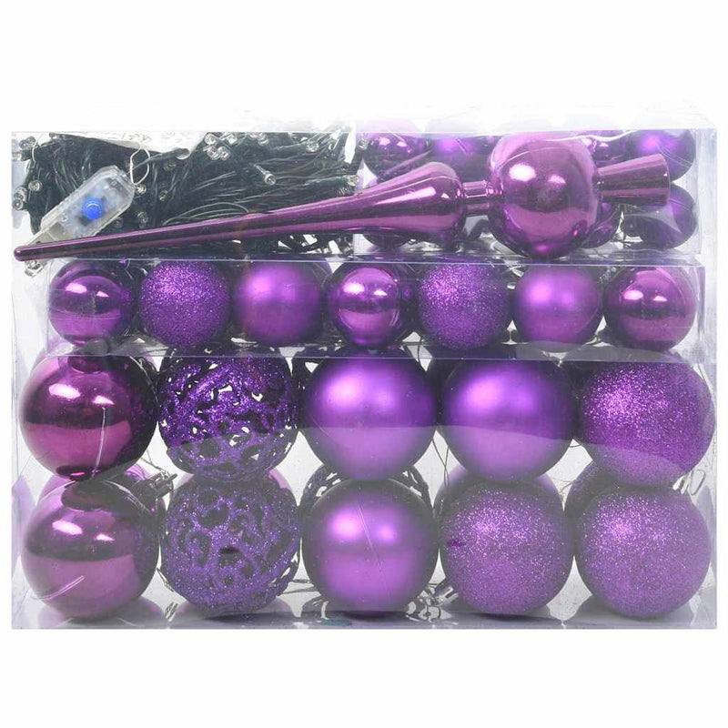 Load image into Gallery viewer, Vidaxl kerstbal set met 150 led 61 pcs lila kunststof