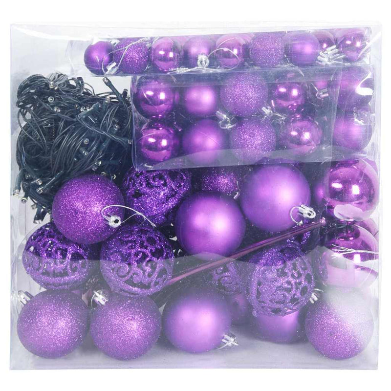 Load image into Gallery viewer, Vidaxl kerstbal set met 300 led 120 pcs lila kunststof