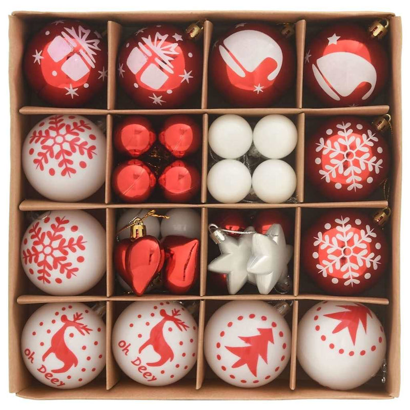 Load image into Gallery viewer, Vidaxl kerstbal set 40 pcs rood en wit kunststof