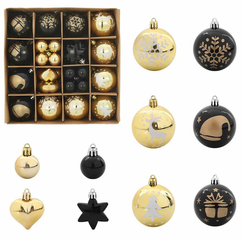 Load image into Gallery viewer, Vidaxl kerstbal set 40 pcs zwart en goud kunststof
