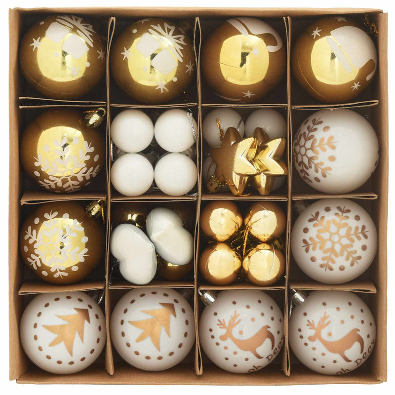 Load image into Gallery viewer, Vidaxl kerstbal set 40 pcs wit en goud kunststof