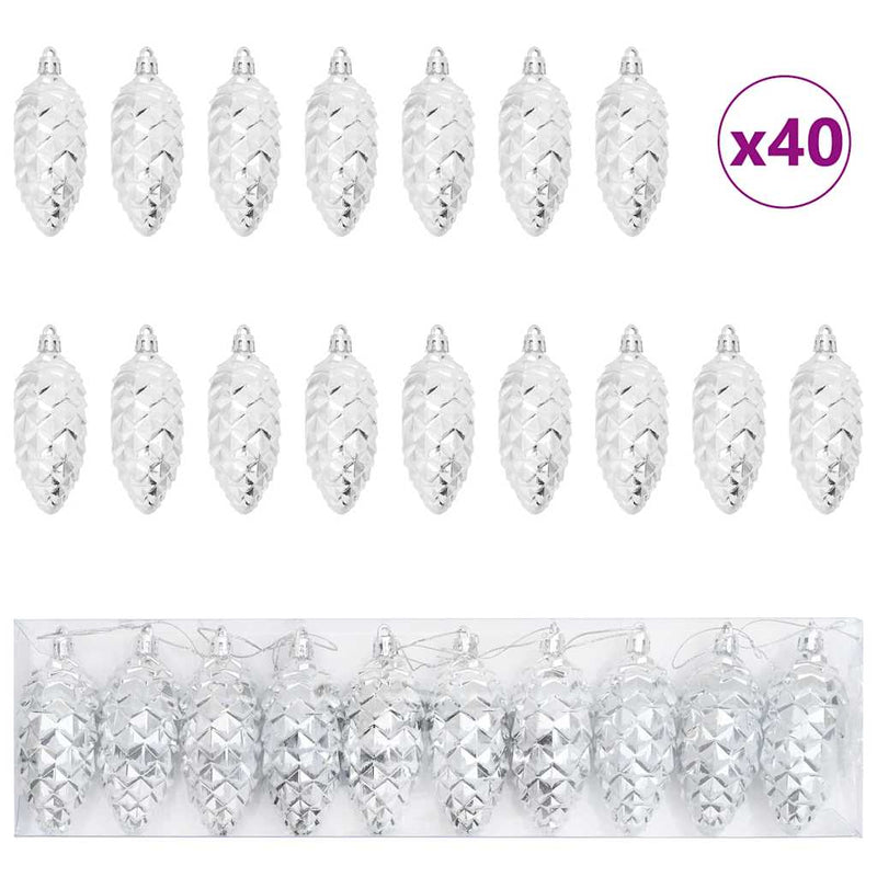 Load image into Gallery viewer, Vidaxl kerstdennenappeltje 40 pcs zilver kunststof