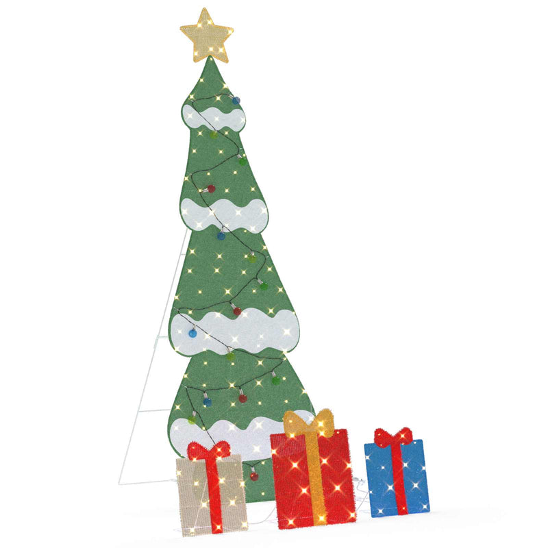 Load image into Gallery viewer, Vidaxl verlichte kerstboom met 3 cadeau dozen 2d warm wit 150 cm