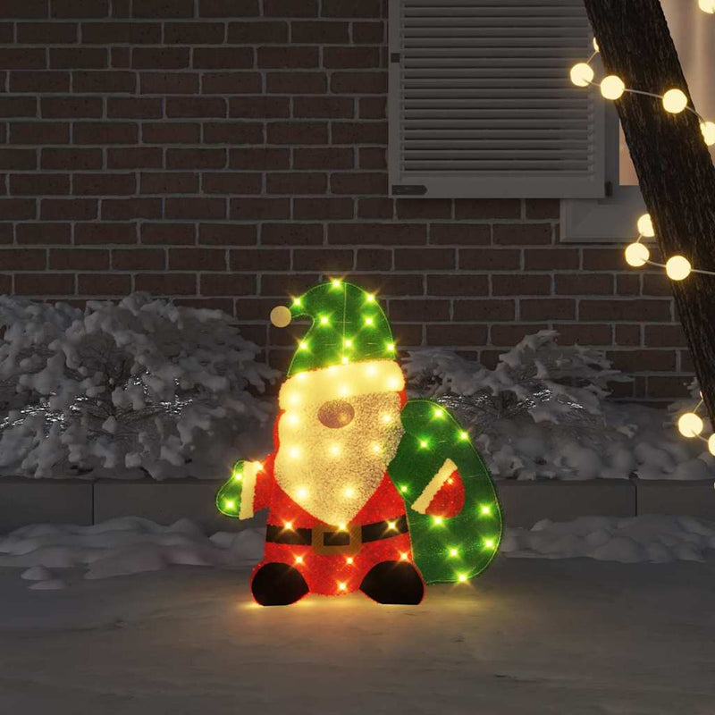 Load image into Gallery viewer, Vidaxl verlichte kerstman met 60 led warmwit 70 x 62 cm lurexfabric