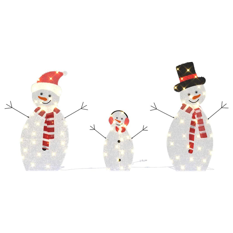 Load image into Gallery viewer, Vidaxl verlichte sneeuwpop familie 3 pcs warmwit polyester