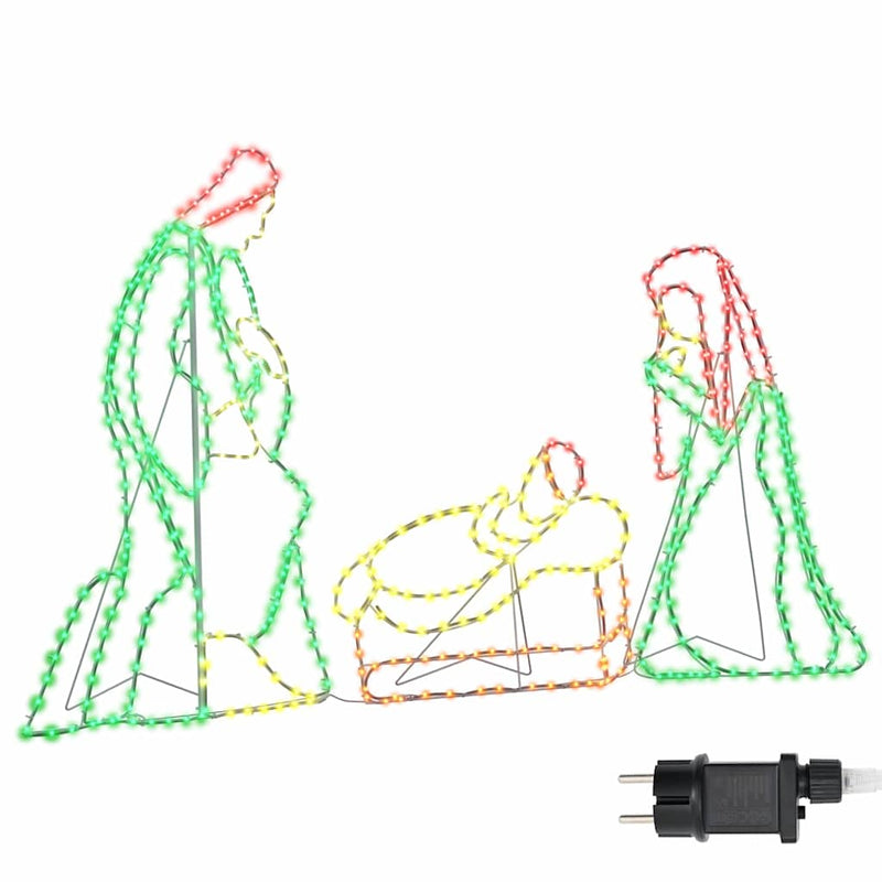 Load image into Gallery viewer, Vidaxl verlichte kerststal met 550 led multikleur 112 x 71,5 cm pvc