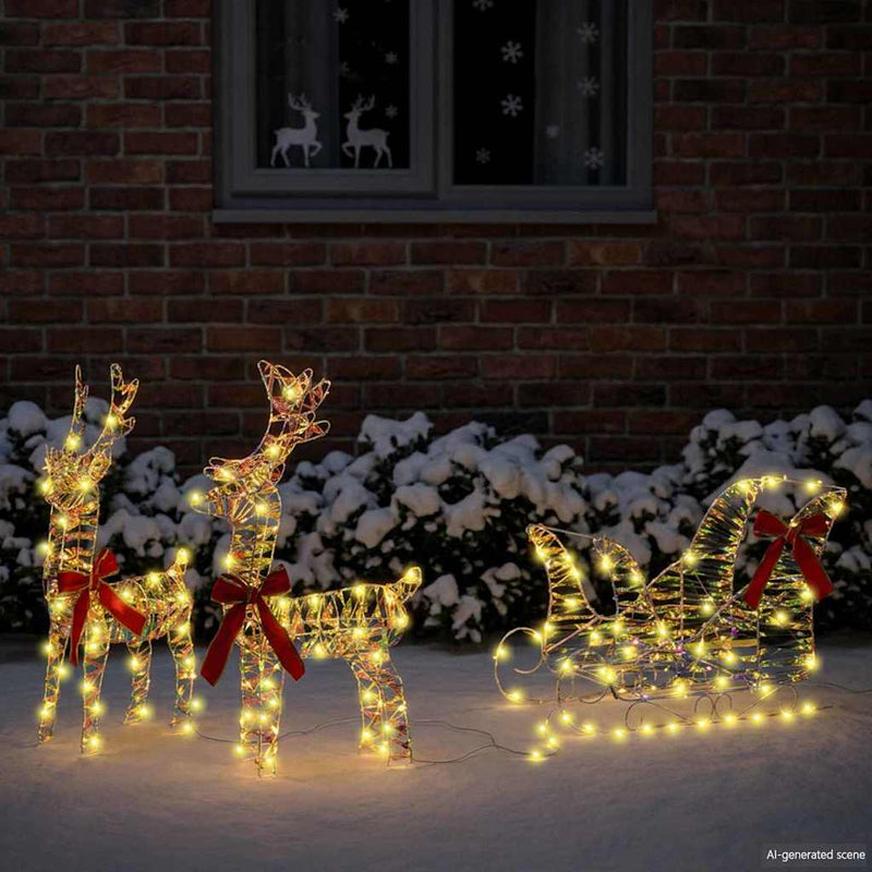 Load image into Gallery viewer, Vidaxl rendier trek slede met 160 led warmwit 30 x 12 x 54,5 cm pet