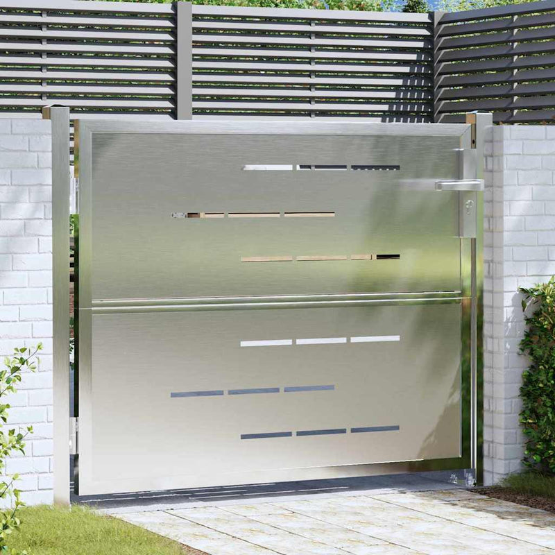 Load image into Gallery viewer, Vidaxl tuinpoort met slot zilver 100 x 75 cm roestvrij staal