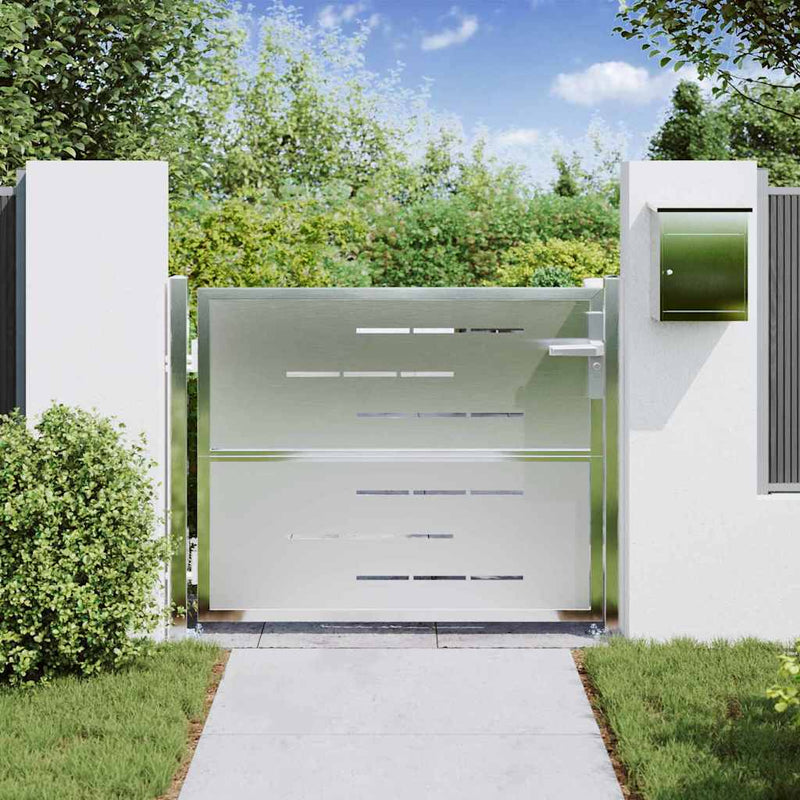 Load image into Gallery viewer, Vidaxl tuinpoort met slot zilver 100 x 75 cm roestvrij staal