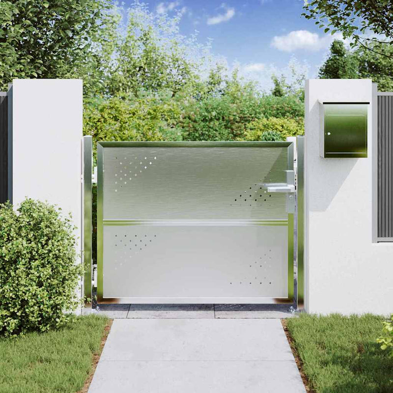 Load image into Gallery viewer, Vidaxl tuinpoort met slot zilver 100 x 75 cm roestvrij staal