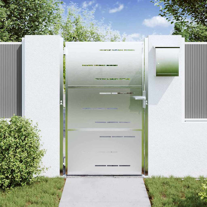 Load image into Gallery viewer, Vidaxl tuinpoort met slot zilver 100 x 125 cm roestvrij staal