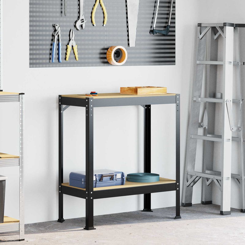 Load image into Gallery viewer, Vidaxl werkbanken met plank zwart 81 x 41 x 91 cm bewerkt hout