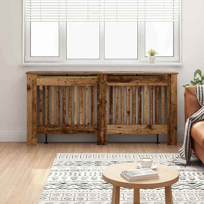 Load image into Gallery viewer, Vidaxl radiatorafdekking oud hout 172 x 19 x 81,5 cm bewerkt hout
