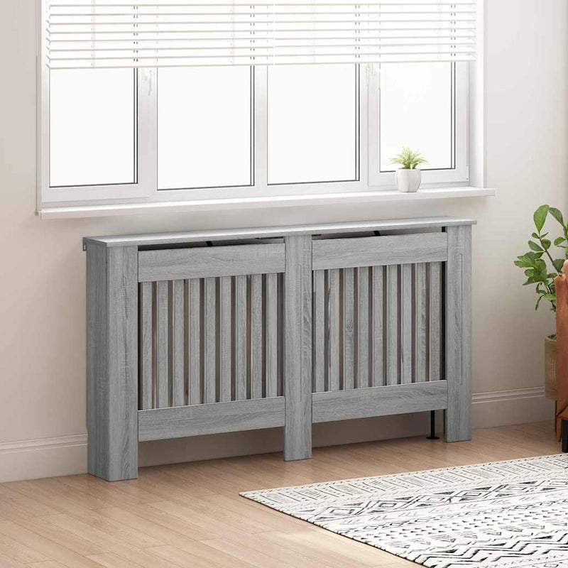 Load image into Gallery viewer, Vidaxl radiatorafdekking grijs sonoma 152 x 19 x 81,5 cm bewerkt hout