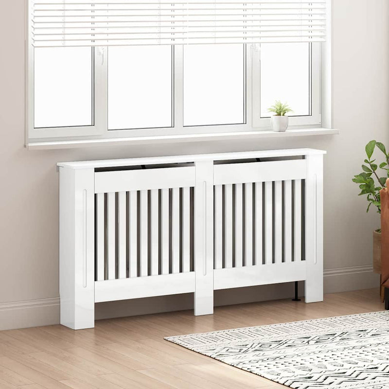 Load image into Gallery viewer, Vidaxl radiatorafdekking hoogglans wit 152 x 19 x 81,5 cm bewerkt hout