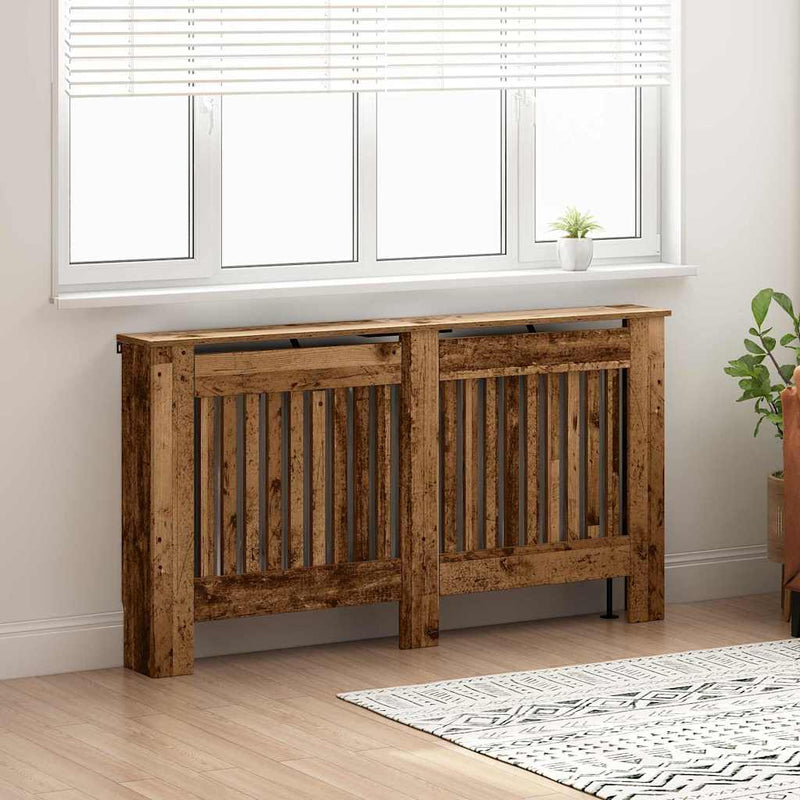 Load image into Gallery viewer, Vidaxl radiatorafdekking oud hout 152 x 19 x 81,5 cm bewerkt hout