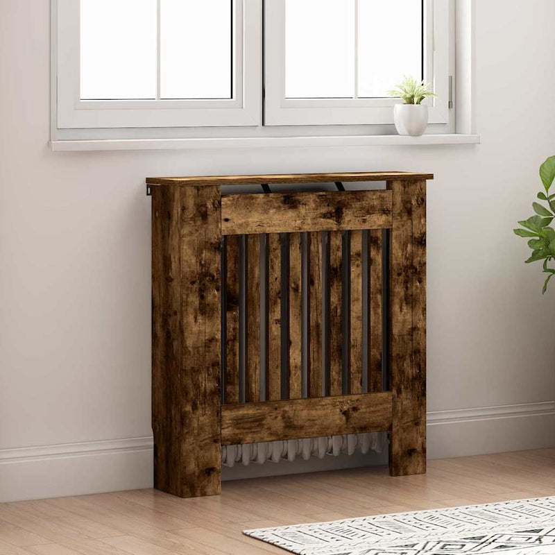 Load image into Gallery viewer, Vidaxl radiatorafdekking gerookt eiken 78 x 19 x 81,5 cm bewerkt hout