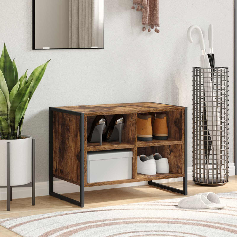 Load image into Gallery viewer, Vidaxl schoenenkast met opslag rook eik 60 x 35 x 44 cm bewerkt hout