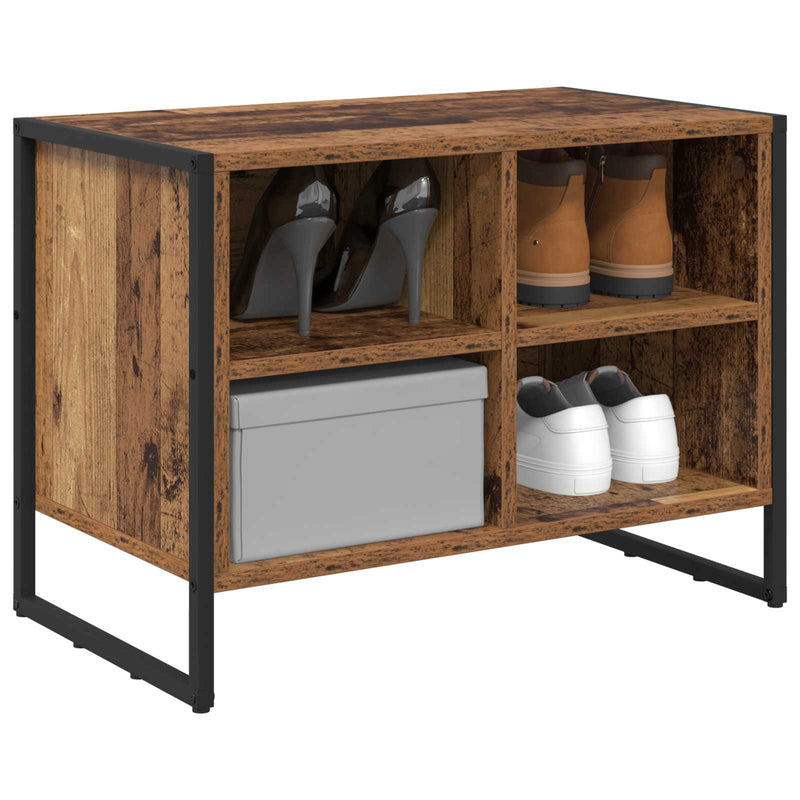 Load image into Gallery viewer, Vidaxl schoenenkast met opslag oud hout 60 x 35 x 44 cm bewerkt hout