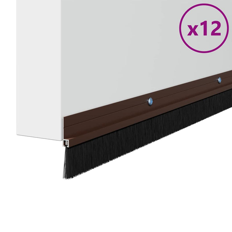Load image into Gallery viewer, Vidaxl schroefbare deurborstelafsluitingen 12 pcs bruin 100 cm