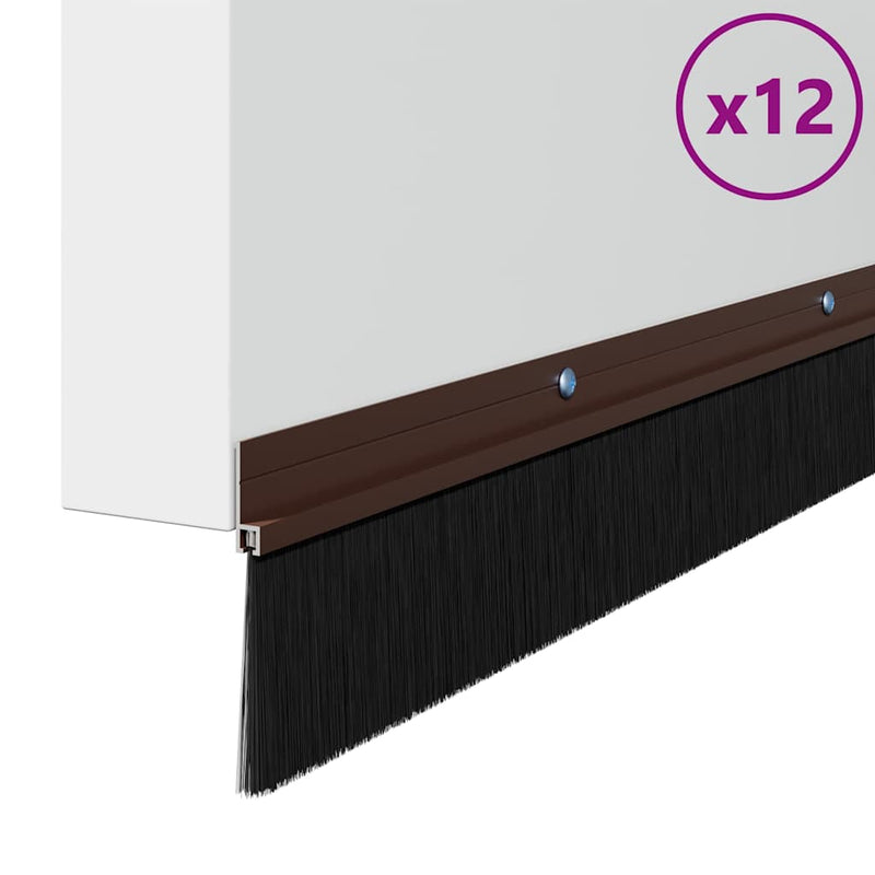 Load image into Gallery viewer, Vidaxl schroefbare deurborstelafsluitingen 12 pcs bruin 100 cm