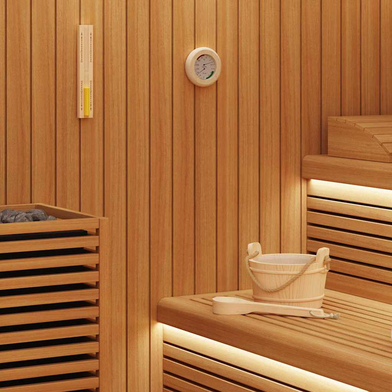 Load image into Gallery viewer, Vidaxl sauna accessoire set 4 pcs bruin massief vurenhout en hennep