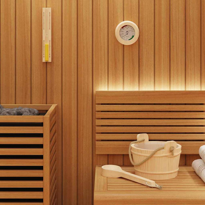 Load image into Gallery viewer, Vidaxl sauna accessoire set 4 pcs bruin massief vurenhout en hennep