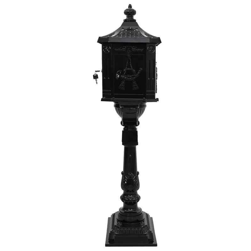 Load image into Gallery viewer, Vidaxl staande brievenbus zwart 42,5 x 29,5 x 117 cm gegoten aluminium