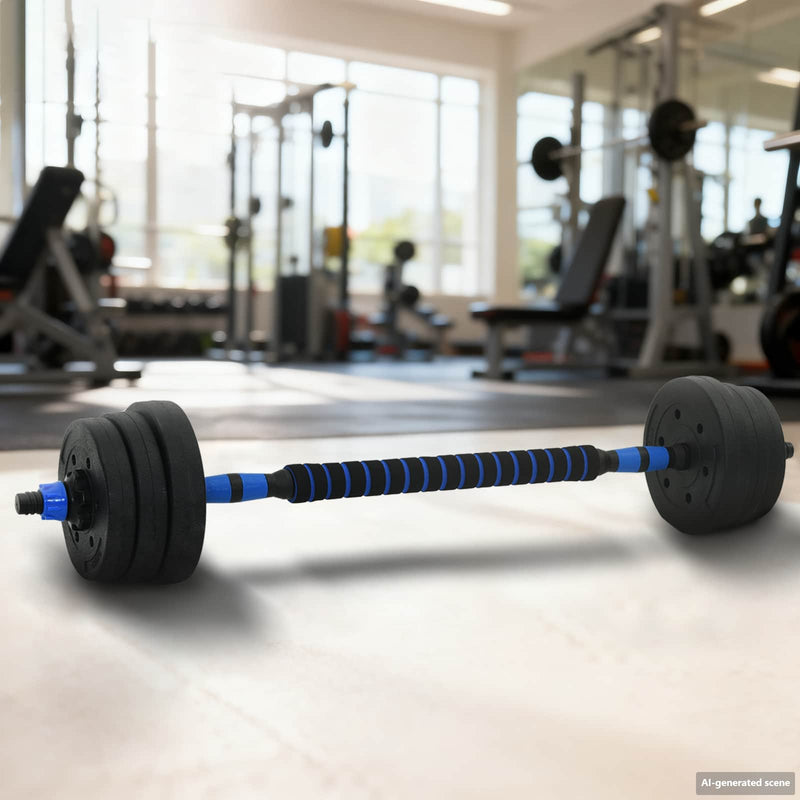 Load image into Gallery viewer, Vidaxl 2-in-1 halter-barbell set 30kg zwart en blauw