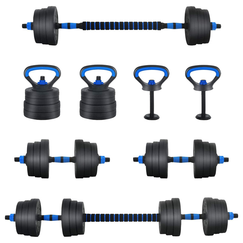 Load image into Gallery viewer, Vidaxl 2-in-1 halter-barbell set 30kg zwart en blauw