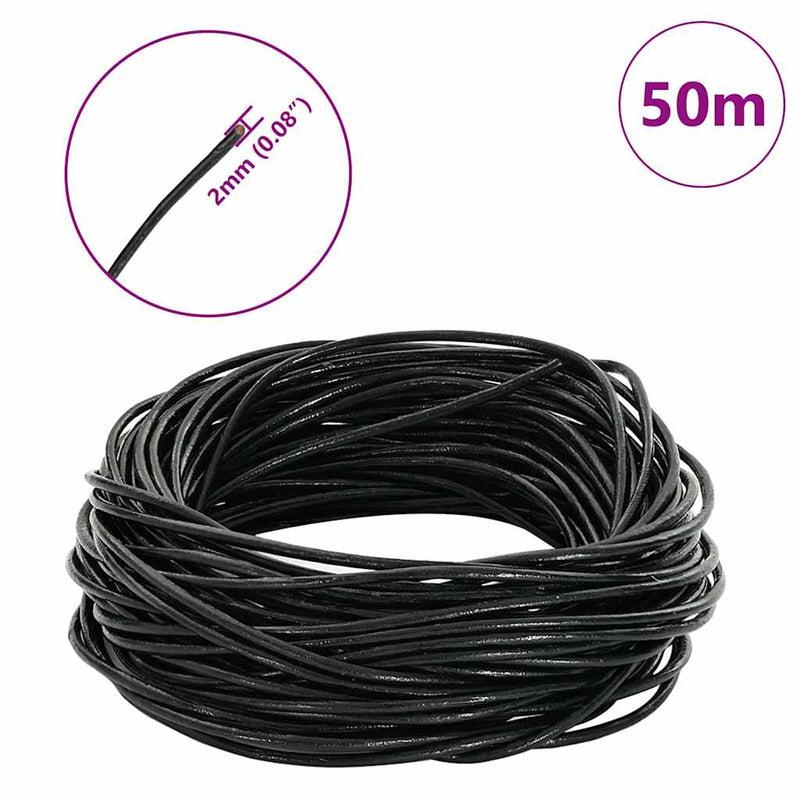 Load image into Gallery viewer, Vidaxl leren koord zwart ø2 mm x 50 m leer