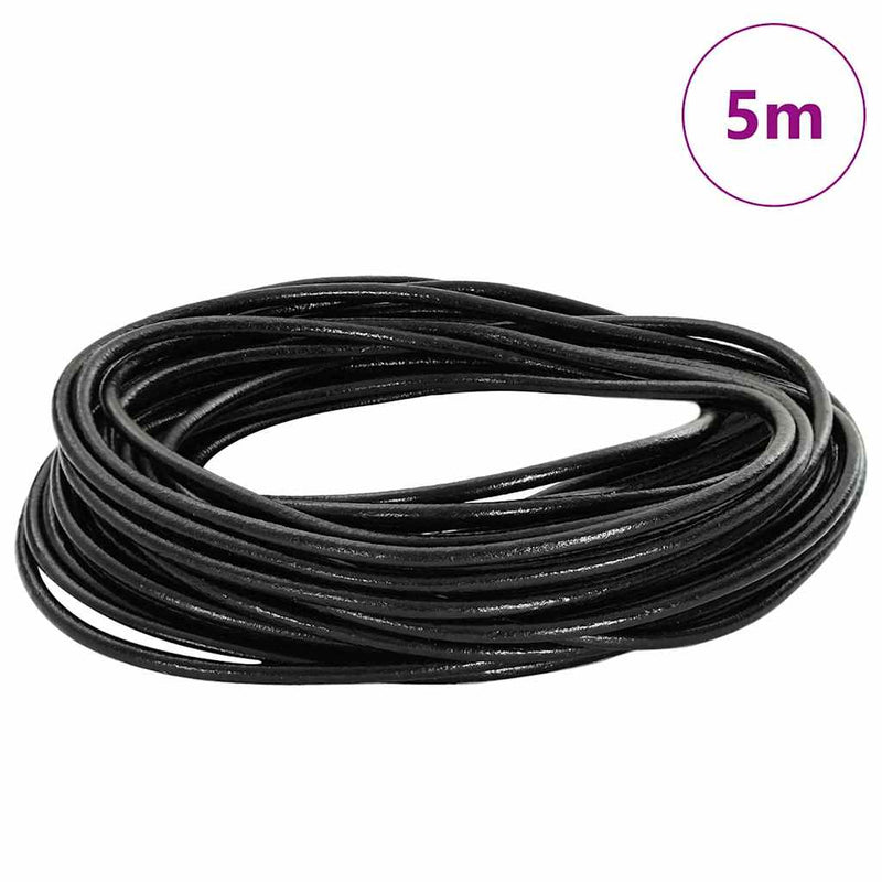 Load image into Gallery viewer, Vidaxl leren koord zwart ø3 mm x 5 m leer