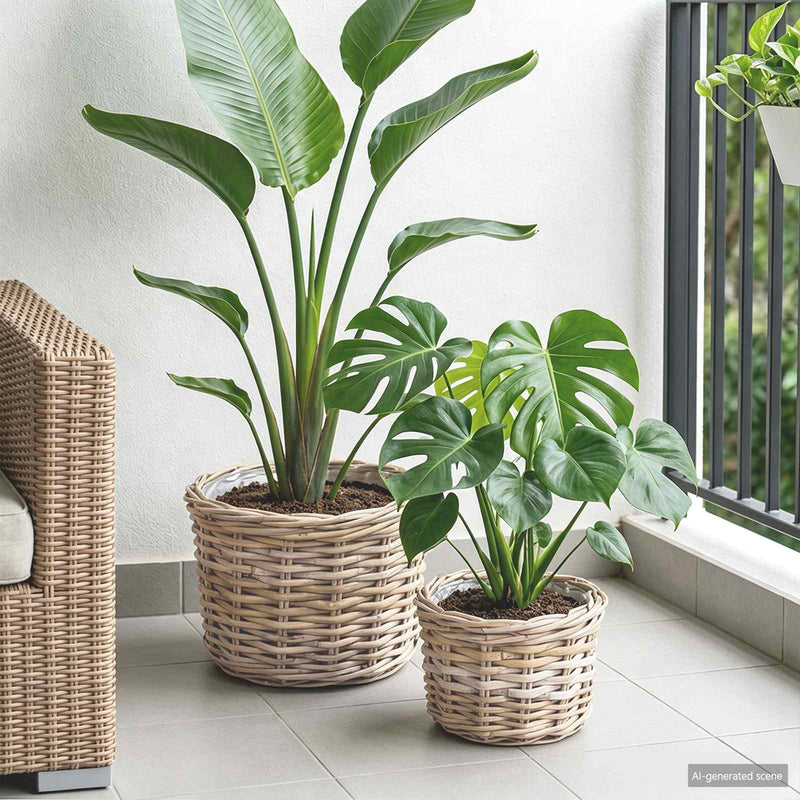 Load image into Gallery viewer, Vidaxl bloempot mand met opslag 2 pcs grijs kubu rattan