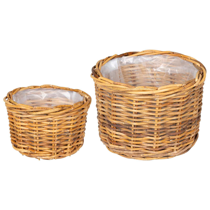 Load image into Gallery viewer, Vidaxl bloempot mand met opslag 2 pcs bruin kubu rattan