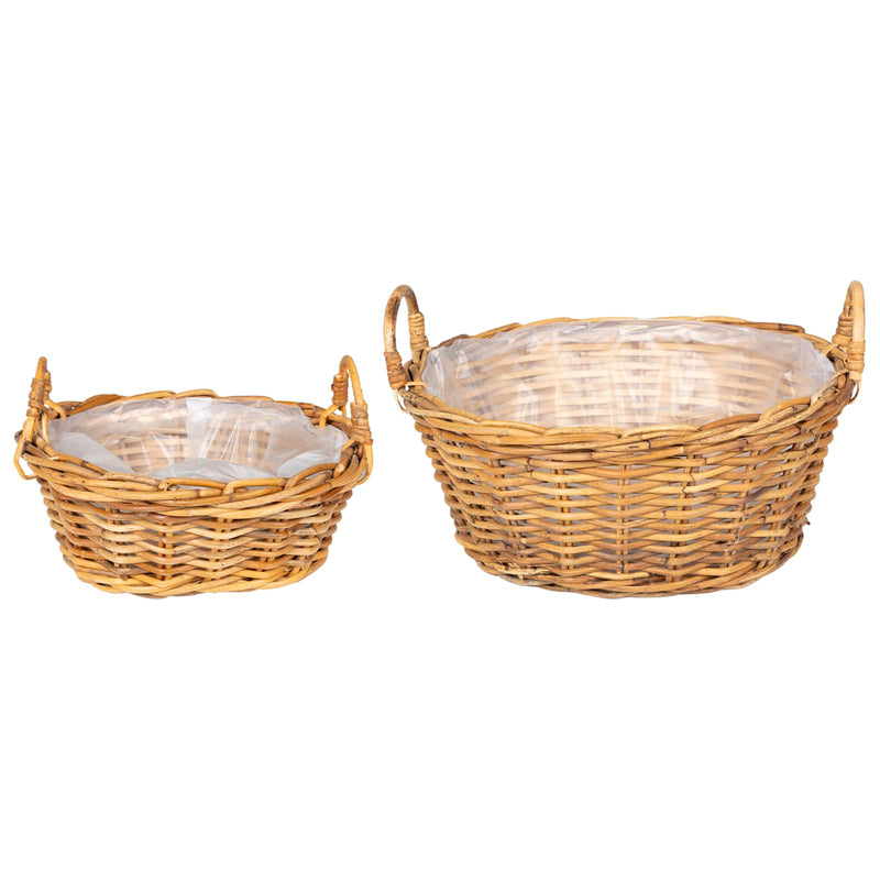 Load image into Gallery viewer, Vidaxl plantenmand met opslag 2 pcs bruin lacak riet