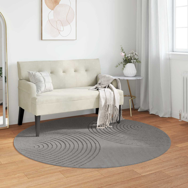 Load image into Gallery viewer, Vidaxl vloerkleden rond huarte grijs ø 120 cm polyester