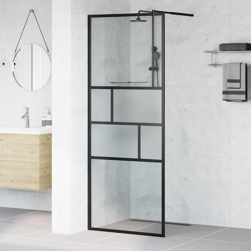 Load image into Gallery viewer, Vidaxl inloop douche wand zwart 80 x 195 x 0.5 cm glas en aluminium