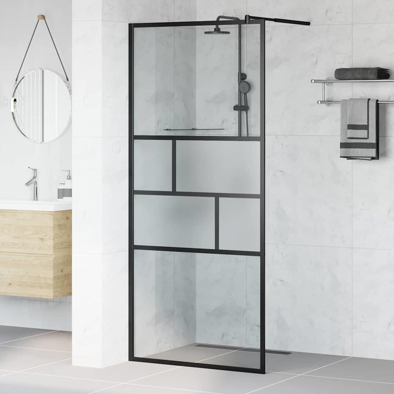 Load image into Gallery viewer, Vidaxl inloop douche wand zwart 80 x 195 x 0.5 cm glas en aluminium