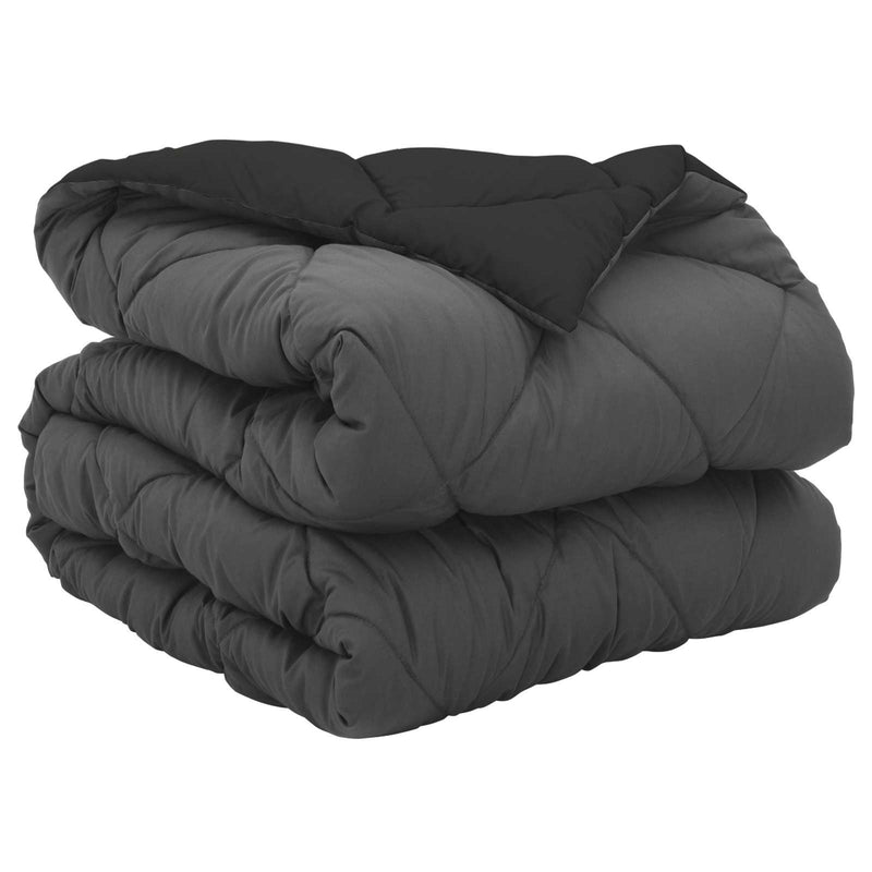Load image into Gallery viewer, Vidaxl vol jaar dekbed zwart en anthraciet 220 x 135 cm microfiber