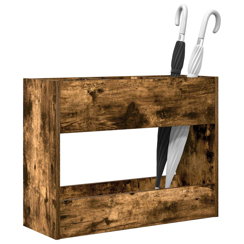 Load image into Gallery viewer, Vidaxl paraplu standaard gerookt eiken 65 x 24 x 50 cm bewerkt hout